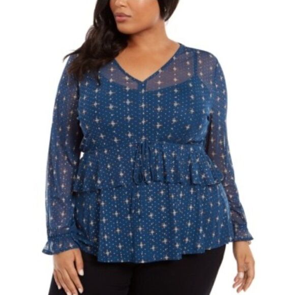 Size 2X Style & Co. Printed Ruffle Front Tunic Top - Picture 1 of 1